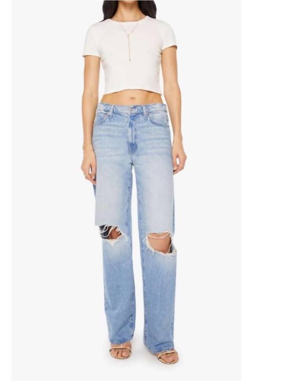 NEW MOTHER dodger sneak straight leg jeans in floral frenzy 24